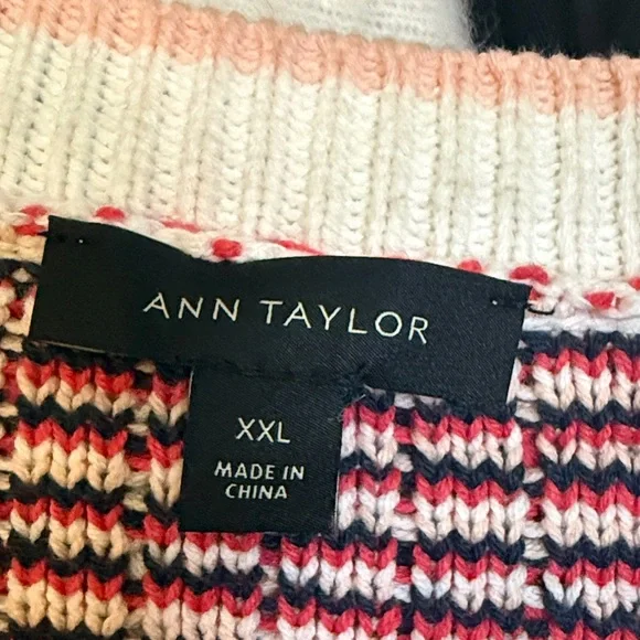 Anne Taylor Tweed Button-Up Cardigan Jacket in Pink, Navy & Cream - Picture 2 of 3